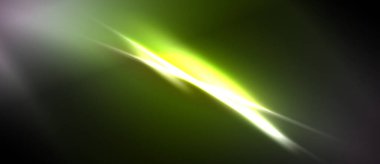 Soyut ışık çizgisi, canlı yeşil renkler baskın. Çapraz bileşim dinamik görsel etki yaratır. Yumuşak eğimler, koyu arkaplan.