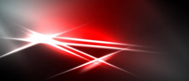 Soyut kırmızı ışık çizgileri parlak merkezden yayılıyor. Karanlık arka plan dramatik görsel efektler yaratır. Yoğun enerji, modern tasarım.