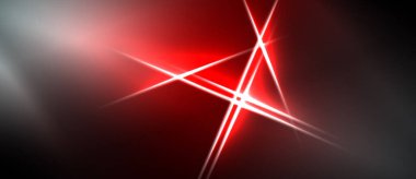 Soyut kırmızı ışık çizgileri koyu arkaplan ile kesişir. Parlak ışık merkezi noktadan yayılır, dinamik görsel efekt yaratır.