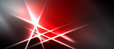 Siyah arkaplan boyunca parlak kırmızı ışık yayılır. Yoğun parlaklık merkezi noktadan yayılır, dinamik görsel efekt yaratır.