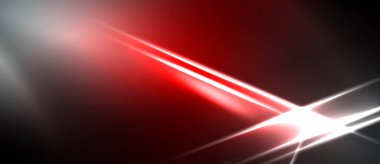 Soyut kırmızı ışık çizgileri, parlak beyaz işaret fişeği. Dramatik enerji, modern tasarım, karanlık arka plan zıtlık yaratır. Görsel etki.