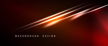 Koyu arkaplanda parlak turuncu çizgiler var. Modern tasarım enerji, hız ve teknoloji öneriyor. Minimalist estetik dramatik görsel etki yaratır.