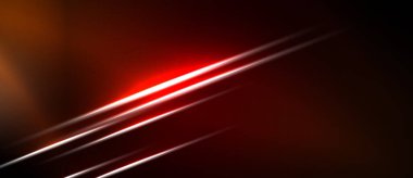 Soyut arkaplan dinamik kırmızı çizgiler, gradyanlar, koyu tonlar içerir. Modern tasarım hız, enerji ve teknolojiyi çağrıştırıyor. Minimalist estetik.