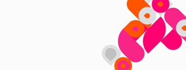 Soyut şekiller, pembe, turuncu, gri renkler kompozisyona hakim. Geometrik şekilli minimalist tasarım, basit arkaplan.