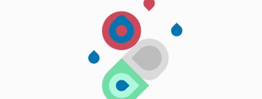 Soyut renkli şekiller, daireler, damlacıklar. Minimalist tasarım, düz çizim, basit grafikler, temiz estetik.