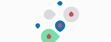 Soyut şekiller, daireler, damlacıklar. Renkler kırmızı, mavi, yeşil, gri. Minimalist tasarım, temiz arkaplan, basit geometri.