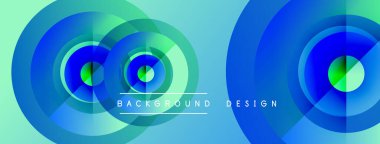 Soyut tasarım eşmerkezli daireler, canlı mavi, yeşil renkler içerir. Modern estetik, arka planlar için uygun, dijital sanat projeleri.