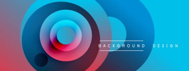 Soyut renkli çemberler dinamik arkaplan yaratır. Gradyan gölgeler harmanlanarak modern görsel efekt oluşturur. Tasarım ögeleri derinlik ve hareket önerir.