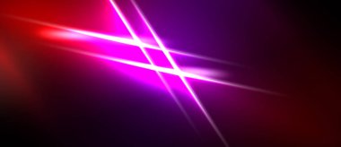 Soyut arka plan parlak pembe çizgilerin koyu kırmızı, mor renkleri kesiştirmesini içerir. Dinamik enerji parlak çizgilerden yayılır.