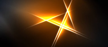 Parlak turuncu ışıklar merkez noktadan yayılır. Koyu arkaplan çarpıcı bir karşıtlık yaratır, parlaklığı vurgular.