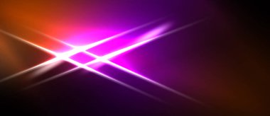 Canlı, soyut bir arkaplan. Parlak çizgiler kesişiyor, dinamik enerji yaratıyor. Renkler turuncu, pembe ve mordan karışıyor..