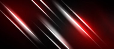 Siyah arkaplan üzerinde soyut kırmızı çizgiler. Çapraz çizgiler dinamik görsel efekt yaratır. Parlaklık keskin bir zıtlık, modern tasarım.