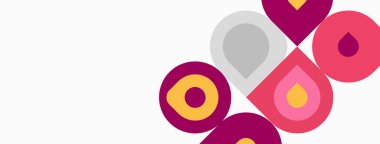 Soyut şekiller, daireler, üst üste binen renkler. Pembe, sarı, gri renkler tasarımda baskın. Minimalist estetik, temiz çizgiler mevcut.