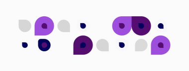 Soyut geometrik şekiller, mor gölgeler, gri noktalar. Minimalist tasarım, basit kompozisyon, modern estetik. Temiz çizgiler, düz çizimler..