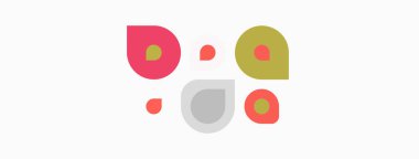 Soyut renkli şekiller yüzü oluşturur. Pembe, zeytin, gri noktalar gözleri, burnu ve ağzı işaret ediyor. Minimalist tasarım, basit çizim.