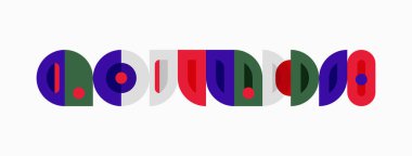 Soyut renkli şekiller tekrar eden desenler oluşturur. Geometrik tasarım canlı renkler kullanır, neşeli görsel ritim yaratır.