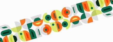 Soyut geometrik desen. Tekrarlayan şekiller, renkler dinamik görsel doku yaratır. Minimalist tasarım, modern estetik.