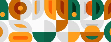 Soyut geometrik desen. Tekrarlayan şekiller, sıcak renkler tasarıma hakim olur. Modern estetik, basit kompozisyon.