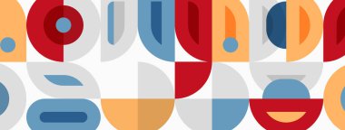 Soyut geometrik desen. Renkli şekiller örtüşüyor, dinamik görsel doku oluşturuyor. Modern tasarım elemanları.