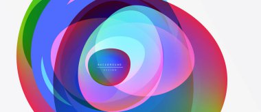 Soyut renkli çemberler örtüşüyor ve canlı bir görsel etki yaratıyor. Arkaplan ve sunumlar için modern tasarım ögesi.