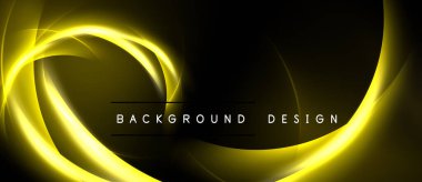 Siyah arkaplan üzerinde soyut sarı girdaplar. Metin arka plan tasarımı okur. Modern, dinamik görsel sunum. Basit, zarif bir kompozisyon..