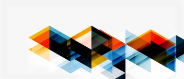 Soyut geometrik şekiller örtüşür, dinamik bileşim yaratır. Beyaz arka planda sıcak, serin renkler harmanlanır. Modern tasarım ögesi.