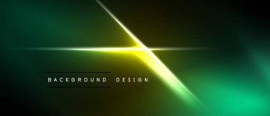 Soyut arkaplan parlak yeşil, sarı renkler içerir. Çapraz ışık çizgileri kesişir ve dinamik görsel efekt yaratır. Metin arkaplan tasarımı okur.
