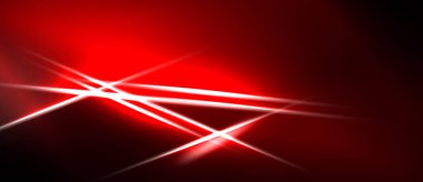 Soyut kırmızı arkaplan. Parlak çizgiler, dinamik ışık efektleri oluşturarak kesişiyor. Minimalist tasarım, modern estetik. Yoğun renk gradyanı.