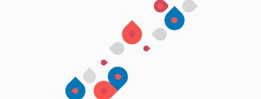 Beyaz arkaplana dağılmış soyut renkli şekiller. Noktalar, kıvrımlar, basit tasarım, modern estetik. Minimalist kompozisyon.