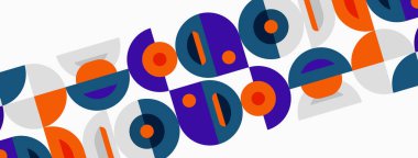 Geometrik şekiller çapraz olarak tekrarlanır. Turuncu, mor, deniz mavisi renkleri tasarımda baskın. Modern estetik, temiz çizgiler basit desenler sunar.