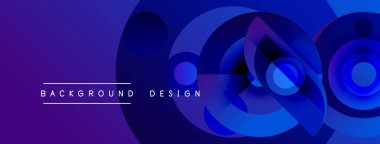 Soyut mavi eğimler dairesel şekiller oluşturur. Metin arka plan tasarımı okur. Modern, canlı görsel kompozisyon.
