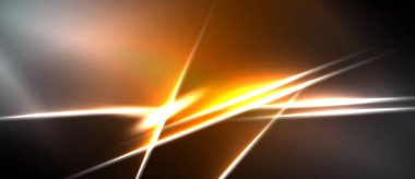 Soyut enerji patlaması. Parlak çizgiler karanlık arka planla kesişiyor. Sıcak renkler baskın, dinamik görsel etki yaratıyor.