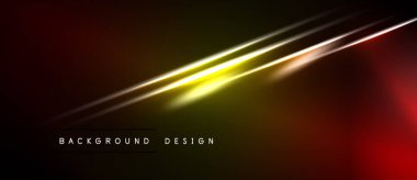Soyut arkaplan canlı kırmızı, sarı renkler içerir. Çapraz ışık çizgileri dinamik görsel efekt yaratır. Metin arkaplan tasarımı okur.