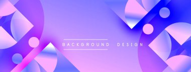 Soyut mor tasarım akıcı şekiller, daireler, kareler içerir. Gradyan renkler dinamik görsel efekt yaratır. Modern arkaplan ögesi.
