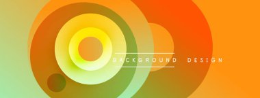 Soyut renkli çemberler çakışıyor. Gradyan gölgeler dinamik görsel efekt yaratır. Arka planlar için modern tasarım ögesi.