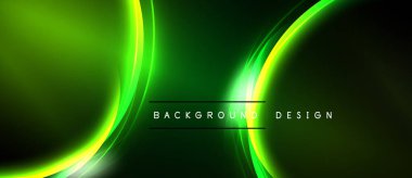 Soyut yeşil arkaplan. Parlak kıvrımlar dinamik görsel efekt yaratır. Sancaklar ve sunumlar için modern tasarım uygun.