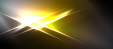 Parlak sarı ışık parlamaları, enerji yayarlar. Koyu arkaplan yoğun parıltıyı vurgular, dramatik görsel efekt yaratır.