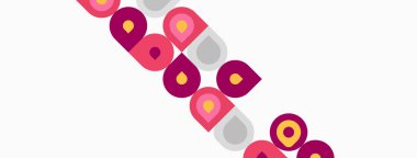 Soyut tasarım renkli daireler, kareler, dikdörtgenler içerir. Şekiller bej arkaplan boyunca çaprazlama kesişir. Minimalist kompozisyon.