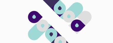 Soyut tasarım tekrarlayan şekiller içerir, mor, turkuaz, beyaz. Minimalist bileşim hareketi, şablonu, modern estetiği akla getiriyor..