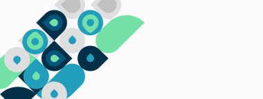 Soyut tasarım, üst üste binen daireler, kareler, deniz mavisi, nane rengi. Negatif alanlı minimalist kompozisyon. Modern estetik.