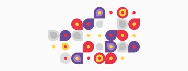 Soyut renkli daireler, farklı boyutlarda, beyaz arka plana dağılmış. Basit geometrik şekiller oyuncu kompozisyon oluşturur.