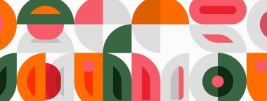 Geometrik desen. Tekrarlayan şekiller, renkler modern tasarım yaratır. Basit formlar, düz estetik, görsel ritim..