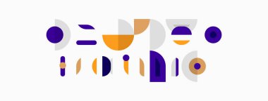 Soyut geometrik şekiller, mor, turuncu, gri. Minimalist tasarım, temiz çizgiler, modern estetik. Basit kompozisyon, düz çizim.