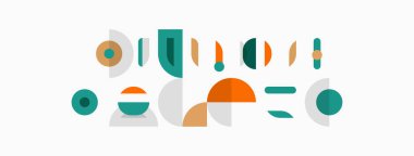 Soyut şekiller, sessiz renkler, minimalist tasarım. Geometrik formlar dengeli bileşim oluşturur, basit estetik.