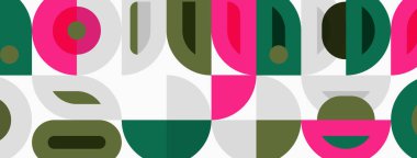 Soyut geometrik desen. Tekrarlayan şekiller modern, renkli tasarım yaratır. Sönük tonlu minimalist tarz, basit biçimler.