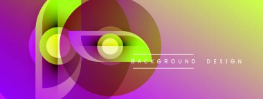 Soyut renkli tasarım. Üst üste binen daireler dinamik görsel efekt yaratır. Mezuniyet değişimi, modern estetik. Parlak renkler kompozisyona hakim.