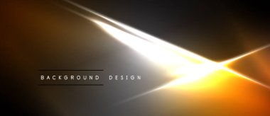 Soyut tasarım parlak çizgiler, gradyanlar içerir. Turuncu, beyaz, gri tonlar dinamik görsel efekt yaratır. Modern arkaplan ögesi.