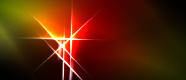 Parlak yıldız patlaması görüntüye hükmediyor. Renkler yeşil, turuncu, kırmızı, siyah. Dramatik ışıklandırma yoğun görsel efekt yaratır.