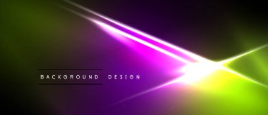 Soyut neon ışıklar canlı bir eğilim yaratır. Koyu arkaplan parlak çizgileri, modern tasarım elementini vurgular.