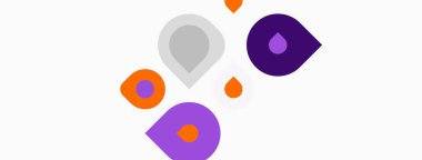 Soyut renkli damlalar beyaz arkaplanda yüzer. Şekiller renk ve boyut olarak değişir, oyuncu görsel efektler yaratır. Minimalist tasarım.